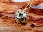 Engelsrufer mini "Herz" mit 11mm Perle Echtgold